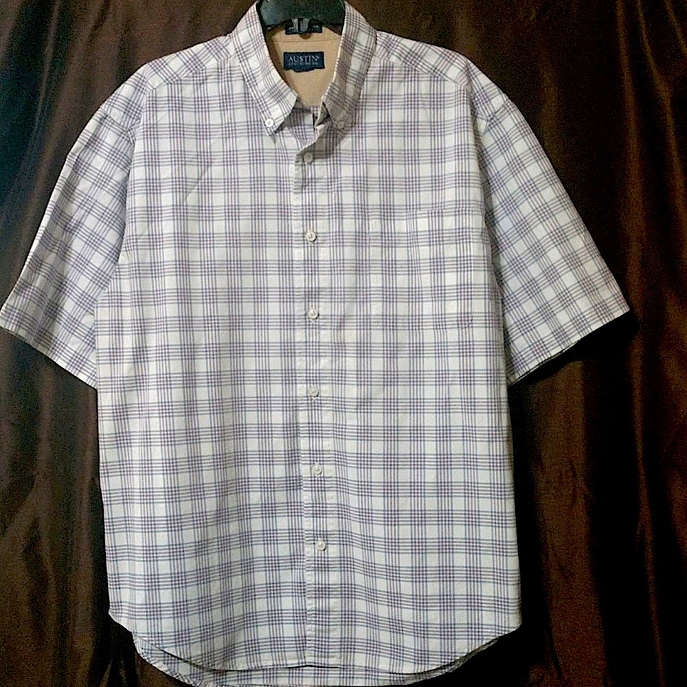 Austin Clothing Company Blue, Pink & White Short Sleeve Large Shirt
